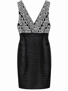 R&M Richards Black Dress with White Lace Bodice